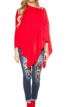 Poncho Rylan Red din Colectia de CARDIGANE / PONCHO