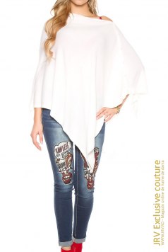 Poncho Rylan White - Magazin online haine de dama Fashion