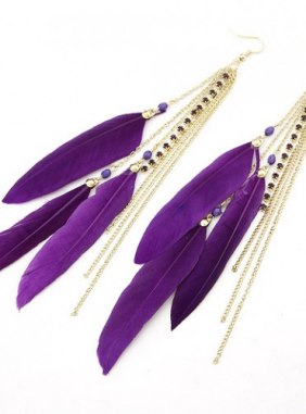 Cercei Charming Feather Purple din Colectia de cercei JRV.ro