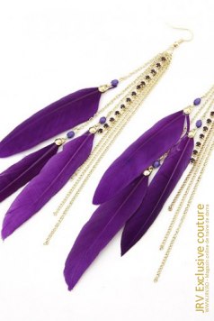 Cercei Charming Feather Purple - Magazin online haine de dama Fashion