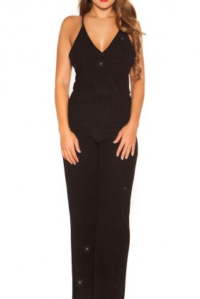 Salopeta cu sclipici Glitter Black din Colectia de SALOPETE