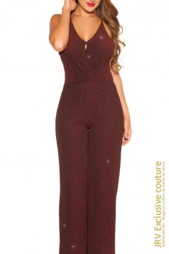 Salopeta cu sclipici Glitter Bordeaux - Magazin online haine de dama Fashion