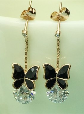 Cercei Graceful Butterfly Black din Colectia de cercei JRV.ro