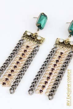 Cercei Metallic Tassels Green - Magazin online haine de dama Fashion