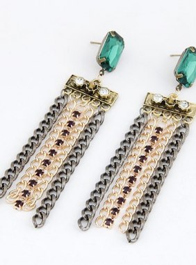Cercei Metallic Tassels Green din Colectia de cercei JRV.ro