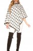 CARDIGANE / PONCHO - Poncho Chequered Cream