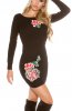 ROCHII TRICOT - Rochie tricot Flower Black