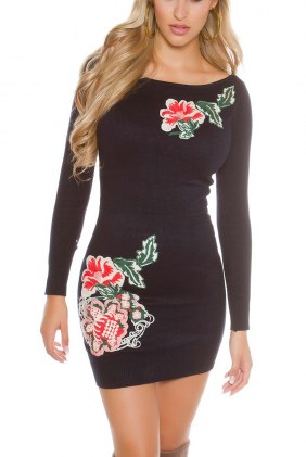 Rochie tricot Flower Navi din Colectia de ROCHII TRICOT