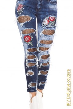 Blugi Flower Style and Pearls - Magazin online haine de dama Fashion