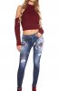 PANTALONI / BLUGI - Blugi Red Flower Style