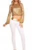 PANTALONI / BLUGI - Pantaloni Mosa White-Golden