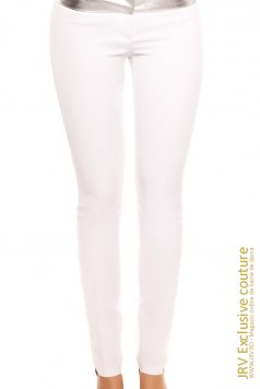 Pantaloni Mosa White-Silver - Magazin online haine de dama Fashion