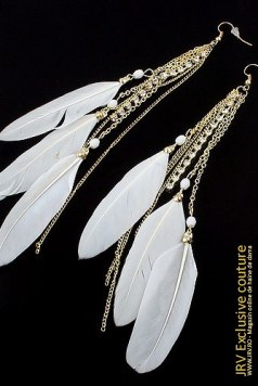Cercei Charming Feather White - Magazin online haine de dama Fashion