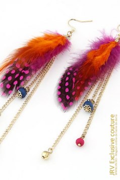 Cercei Fashion Feater Orange - Magazin online haine de dama Fashion