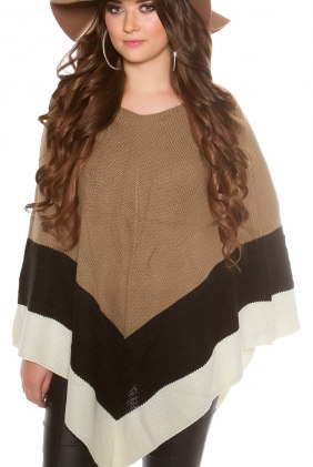 Poncho Bertha Cappuccino din Colectia de CARDIGANE / PONCHO