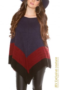 Poncho Bertha Dark Blue - Magazin online haine de dama Fashion