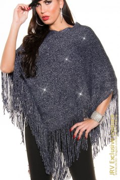 Poncho Anays Dark Blue - Magazin online haine de dama Fashion