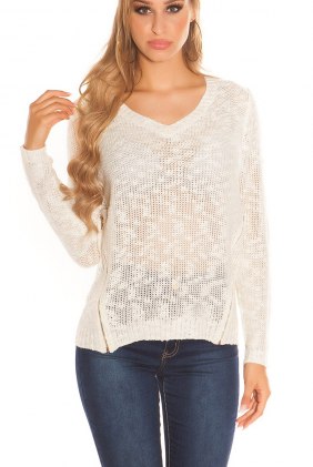 Pulover Riya White din Colectia de PULOVERE / CARDIGANE