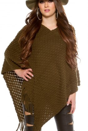 Poncho Akacia Khaki din Colectia de PULOVERE / CARDIGANE