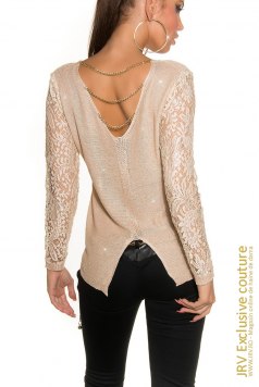 Pulover Kristine Beige - Magazin online haine de dama Fashion