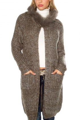 Cardigan Terry Khaki din Colectia de CARDIGANE / PONCHO