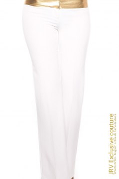 Pantaloni Mysa White-Golden - Magazin online haine de dama Fashion