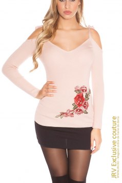 Pulover Sweet Flower Pink - Magazin online haine de dama Fashion