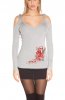 PULOVERE / CARDIGANE - Pulover Sweet Flower Grey