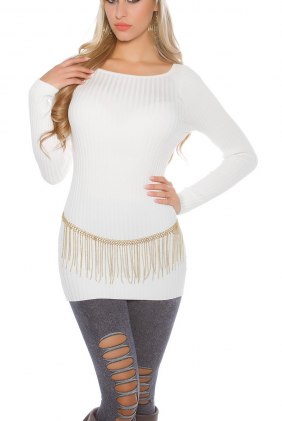 Pulover Adelya White din Colectia de PULOVERE / CARDIGANE