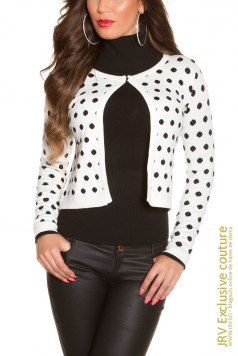 Cardigan Polka Dot White - Magazin online haine de dama Fashion