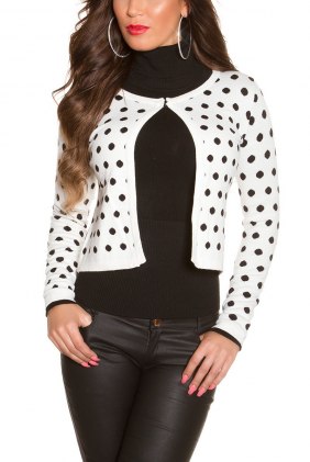 Cardigan Polka Dot White din Colectia de CARDIGANE / PONCHO