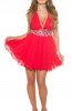 ROCHII ELEGANTE - Rochie baby doll Tyna Red-Silver