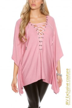 Poncho Deliah Pink - Magazin online haine de dama Fashion