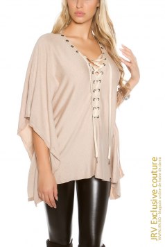 Poncho Deliah Beige - Magazin online haine de dama Fashion