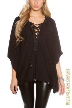 Poncho Deliah Black - Magazin online haine de dama Fashion