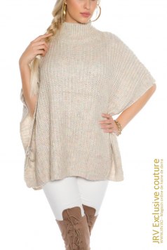 Poncho Savya Beige - Magazin online haine de dama Fashion