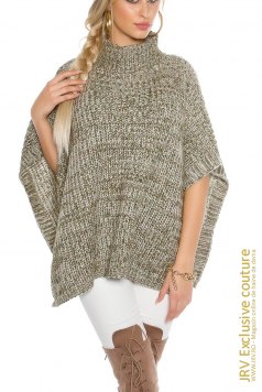 Poncho Savya Khaki - Magazin online haine de dama Fashion