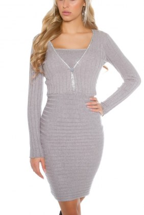 Rochie tricot Zelma Grey din Colectia de ROCHII TRICOT