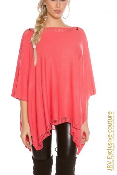 Poncho Arden Coral - Magazin online haine de dama Fashion