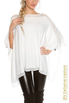 Poncho Arden White - Magazin online haine de dama Fashion