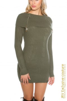 Rochie tricot Jamy Khaki - Magazin online haine de dama Fashion