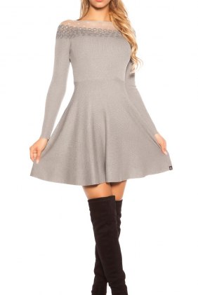 Rochie tricot Andra Grey din Colectia de ROCHII TRICOT