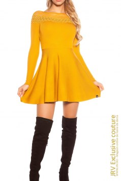 Rochie tricot Andra Mustard - Magazin online haine de dama Fashion