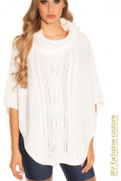 Poncho Athena White - Magazin online haine de dama Fashion
