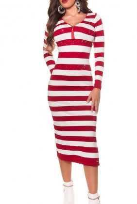 Rochie tricot Noemi White-Red din Colectia de ROCHII TRICOT