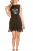 ROCHII DIN PIELE - Rochie din piele si voal Hasna Black
