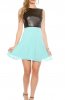ROCHII DIN PIELE - Rochie din piele si voal Hasna Black-Minth