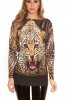 PULOVERE / CARDIGANE - Pulover Leo Print Beige