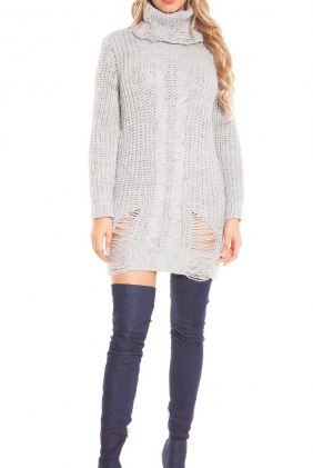 Rochie tricot Zalfa Gri din Colectia de ROCHII TRICOT