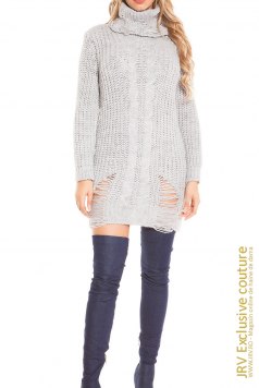 Rochie tricot Zalfa Gri - Magazin online haine de dama Fashion